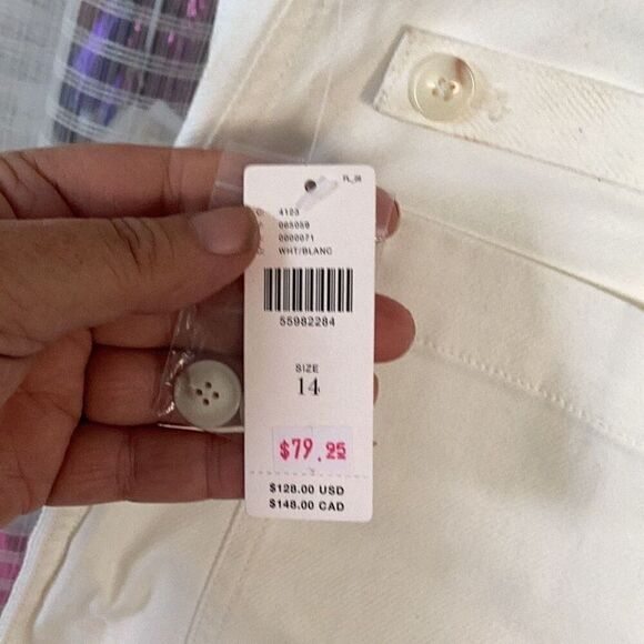 NWT Anthropologie White Cream Cargo Pants Jeans Women’s 14 - Picture 6 of 9